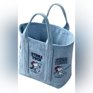 New Peanuts Snoopy Light Blue Denim Tote Bag